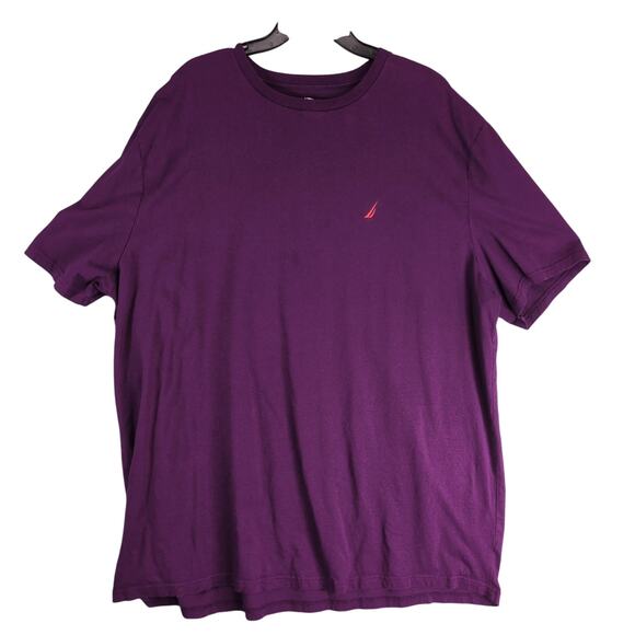 Nautica Men's 3XL Purple T-Shirt Orange Logo Short Sleeve Crewneck Casual Basic - Picture 1 of 10